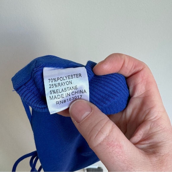 Princess Polly Ribbed Halter Top Blue Underwire Bikini Top Size 2 - Picture 3 of 6